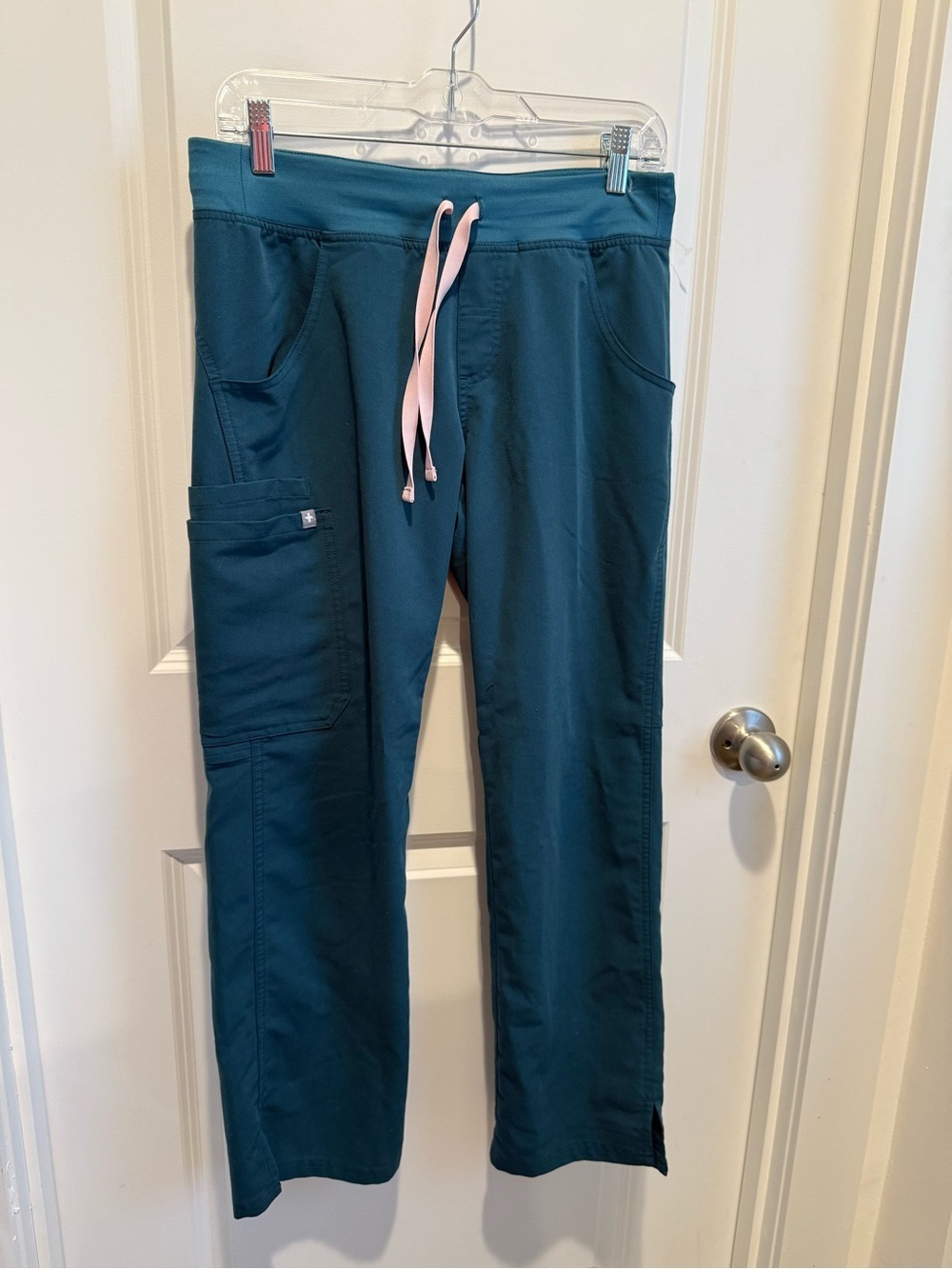 Figs Women’s Scrub Pants Teal Blue Drawstring Size Small Petite